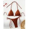 imageRoseSeeek Womens 2 Piece Swimsuit Halter Triangle Ruched High Cut Bathing Suit Thong Cheeky Bikini SetRust Brown