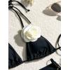 imageWomens 2 Piece Bathing Suit Floral Appliques Halter Tie Back Triangle Bikini SwimsuitsBlack