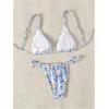 imageWomens 2 Piece Bathing Suit Graphic Boho Triangle Swimsuits Thong Cheeky Floral Bikini SetBlue and White