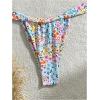 imageWomens 2 Piece Bathing Suit Graphic Boho Triangle Swimsuits Thong Cheeky Floral Bikini SetFloral Blue