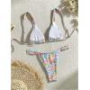 imageWomens 2 Piece Bathing Suit Graphic Boho Triangle Swimsuits Thong Cheeky Floral Bikini SetFloral Blue