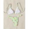 imageWomens 2 Piece Bathing Suit Graphic Boho Triangle Swimsuits Thong Cheeky Floral Bikini SetGreen