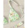 imageWomens 2 Piece Bathing Suit Graphic Boho Triangle Swimsuits Thong Cheeky Floral Bikini SetGreen