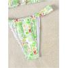imageWomens 2 Piece Bathing Suit Graphic Boho Triangle Swimsuits Thong Cheeky Floral Bikini SetGreen