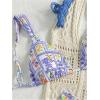 imageWomens 2 Piece Bathing Suit Graphic Boho Triangle Swimsuits Thong Cheeky Floral Bikini SetLight Purple