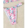 imageWomens 2 Piece Bathing Suit Graphic Boho Triangle Swimsuits Thong Cheeky Floral Bikini SetPink