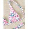 imageWomens 2 Piece Bathing Suit Graphic Boho Triangle Swimsuits Thong Cheeky Floral Bikini SetPink