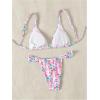 imageWomens 2 Piece Bathing Suit Graphic Boho Triangle Swimsuits Thong Cheeky Floral Bikini SetPink