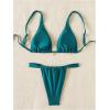 imageWomens 2 Piece Bathing Suit Spaghetti Strap Wireless Triangle Thong Bikini Sets Cheeky SwimsuitsTeal Blue