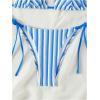 imageWomens 2 Piece Bikini Sets Halter Tie Side Triangle Swimsuit Striped Bathing SuitBlue