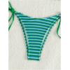 imageWomens 2 Piece Bikini Sets Halter Tie Side Triangle Swimsuit Striped Bathing SuitGreen
