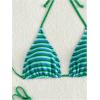 imageWomens 2 Piece Bikini Sets Halter Tie Side Triangle Swimsuit Striped Bathing SuitGreen
