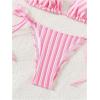 imageWomens 2 Piece Bikini Sets Halter Tie Side Triangle Swimsuit Striped Bathing SuitLight Pink