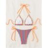 imageWomens 2 Piece Bikini Sets Halter Tie Side Triangle Swimsuit Striped Bathing SuitMulticolor