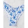 imageWomens 2 Piece Bikini Sets High Cut Ruffle Trim Triangle Floral Bathing Suit Wireless Tie Back SwimsuitBlue and White