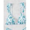 imageWomens 2 Piece Bikini Sets High Cut Ruffle Trim Triangle Floral Bathing Suit Wireless Tie Back SwimsuitCadet Blue
