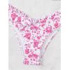 imageWomens 2 Piece Bikini Sets High Cut Ruffle Trim Triangle Floral Bathing Suit Wireless Tie Back SwimsuitHot Pink