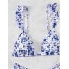 imageWomens 2 Piece Bikini Sets High Cut Ruffle Trim Triangle Floral Bathing Suit Wireless Tie Back SwimsuitRoyal Blue