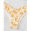 imageWomens 2 Piece Bikini Sets High Cut Ruffle Trim Triangle Floral Bathing Suit Wireless Tie Back SwimsuitYellow