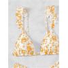 imageWomens 2 Piece Bikini Sets High Cut Ruffle Trim Triangle Floral Bathing Suit Wireless Tie Back SwimsuitYellow