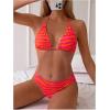 imageWomens 2 Piece Bikini Sets Striped Halter Tie Swimsuit Bathing Suit BeachwearOrange