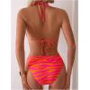 imageWomens 2 Piece Bikini Sets Striped Halter Tie Swimsuit Bathing Suit BeachwearOrange