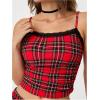 imageWomens 2 Piece Camo Print Outfits Lace Ruched Cropped Camisole Tops and Mini Shorts Summer SetRed