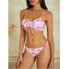 imageWomens 2 Piece Floral Bikini Sets Drawstring Ruched Wireless Bathing Suit Boho SwimsuitPink