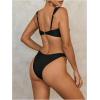 imageWomens 2 Piece High Cut Bikini Set Beaded Ring Linked Triangle Wireless Bathing Suit SwimsuitBlack