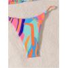 imageWomens 2 Piece High Cut Bikini Sets Halter Triangle String Bathing Suit Allover Printed SwimsuitMulticolor