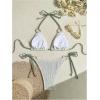 imageWomens 2 Piece Hollow String Bikini Sets Ring Pendant Halter Triangle Swimsuit Padded Bathing SuitMulticolor