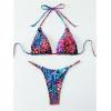 imageWomens 2 Piece Leopard Animal Print Bikini Sets Halter Tie String Swimsuits High Cut Sexy Bathing SuitsBlue and Brown