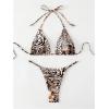 imageWomens 2 Piece Leopard Animal Print Bikini Sets Halter Tie String Swimsuits High Cut Sexy Bathing SuitsBrown