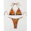 imageWomens 2 Piece Leopard Animal Print Bikini Sets Halter Tie String Swimsuits High Cut Sexy Bathing SuitsOrange Leopard