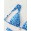 imageWomens 2 Piece Leopard Floral Bathing Suit Wireless Triangle Swimsuit High Waisted Bikini SetsBlue