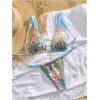 imageWomens 2 Piece Leopard Floral Bathing Suit Wireless Triangle Swimsuit High Waisted Bikini SetsBlue Multicolor