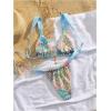 imageWomens 2 Piece Leopard Floral Bathing Suit Wireless Triangle Swimsuit High Waisted Bikini SetsBlue Multicolor