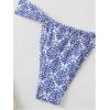 imageWomens 2 Piece Leopard Floral Bathing Suit Wireless Triangle Swimsuit High Waisted Bikini SetsBlue and White