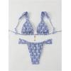 imageWomens 2 Piece Leopard Floral Bathing Suit Wireless Triangle Swimsuit High Waisted Bikini SetsBlue and White