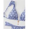 imageWomens 2 Piece Leopard Floral Bathing Suit Wireless Triangle Swimsuit High Waisted Bikini SetsBlue and White