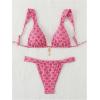 imageWomens 2 Piece Leopard Floral Bathing Suit Wireless Triangle Swimsuit High Waisted Bikini SetsBright Pink