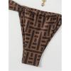 imageWomens 2 Piece Leopard Floral Bathing Suit Wireless Triangle Swimsuit High Waisted Bikini SetsBrown