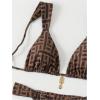 imageWomens 2 Piece Leopard Floral Bathing Suit Wireless Triangle Swimsuit High Waisted Bikini SetsBrown