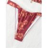 imageWomens 2 Piece Leopard Floral Bathing Suit Wireless Triangle Swimsuit High Waisted Bikini SetsFloral Red