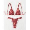imageWomens 2 Piece Leopard Floral Bathing Suit Wireless Triangle Swimsuit High Waisted Bikini SetsFloral Red