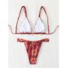 imageWomens 2 Piece Leopard Floral Bathing Suit Wireless Triangle Swimsuit High Waisted Bikini SetsFloral Red
