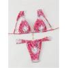 imageWomens 2 Piece Leopard Floral Bathing Suit Wireless Triangle Swimsuit High Waisted Bikini SetsGraphic Pink