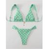 imageWomens 2 Piece Leopard Floral Bathing Suit Wireless Triangle Swimsuit High Waisted Bikini SetsGreen