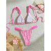 imageWomens 2 Piece Leopard Floral Bathing Suit Wireless Triangle Swimsuit High Waisted Bikini SetsLace Pink