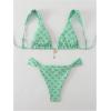 imageWomens 2 Piece Leopard Floral Bathing Suit Wireless Triangle Swimsuit High Waisted Bikini SetsLight Green
